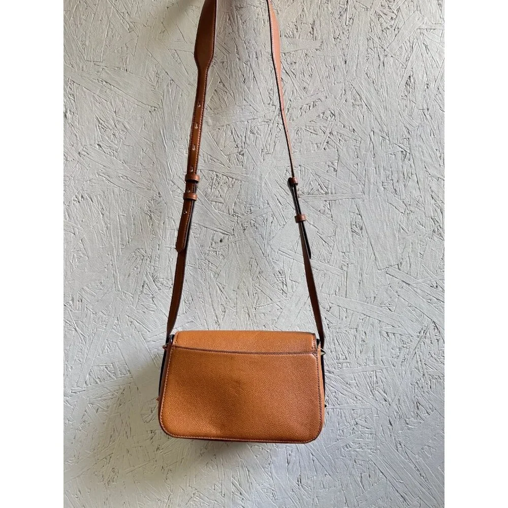 KATE SPADE NY Liv pebbled leather flap crossbody - Cavern Clay /Tan